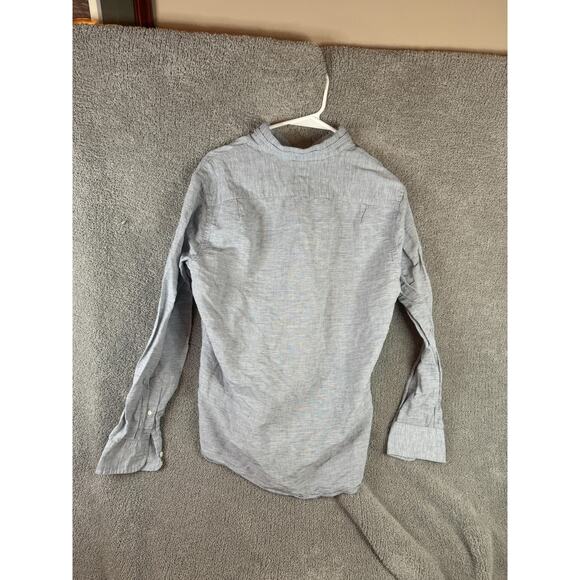 J.Crew Linen Shirt Mens Medium Light Blue Button Down Baird McNutt Long Sleeve - Picture 12 of 13